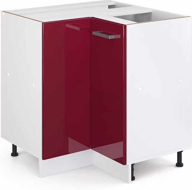 Armadio ad angolo Vicco R-Line bordeaux lucido con ante a battente
