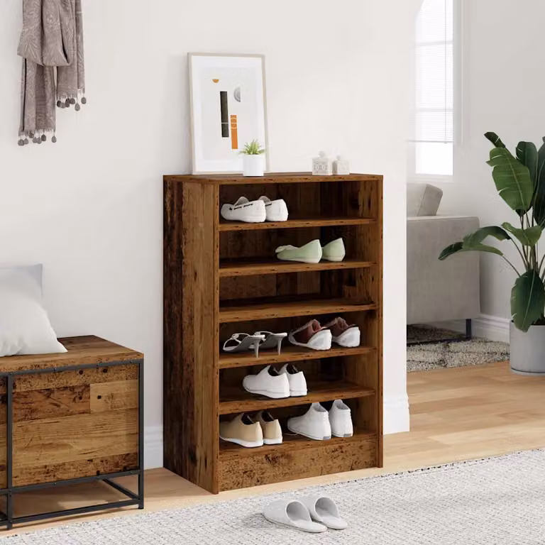 Mobile porta scarpe vidaXL in legno stile rustico marrone L 60 cm, P 35 cm, H 92 cm