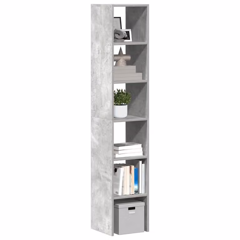 Set di 2 librerie impilabili vidaXL in stile moderno, colore grigio cemento, con pannello posteriore, L/P/H: 30 x 30 x 80 cm