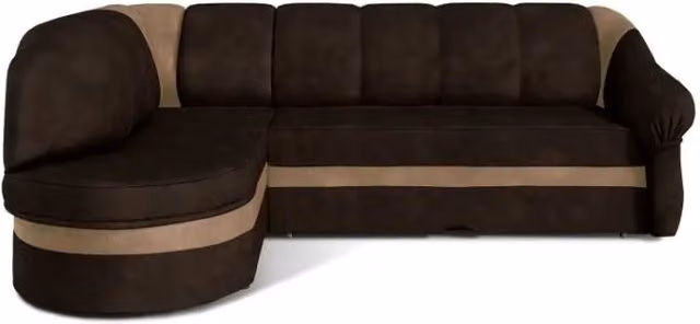 Divano angolare sinistro convertibile BENANA MEUBLORAMA marrone scuro e beige con contenitore L/P/H: 250 x 180 x 85 cm