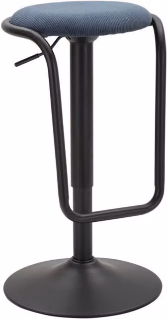 Sgabello da bar Vikasa Home Destiny blu navy con struttura in metallo nero impilabile e seduta in tessuto