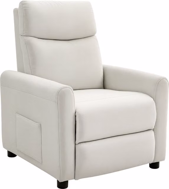 Poltrona Reclinabile HOMCOM in Tessuto Effetto Lino con Schiuma e Struttura in Legno e Acciaio, Bianco Crema, L 73 x P 86 x H 100 cm