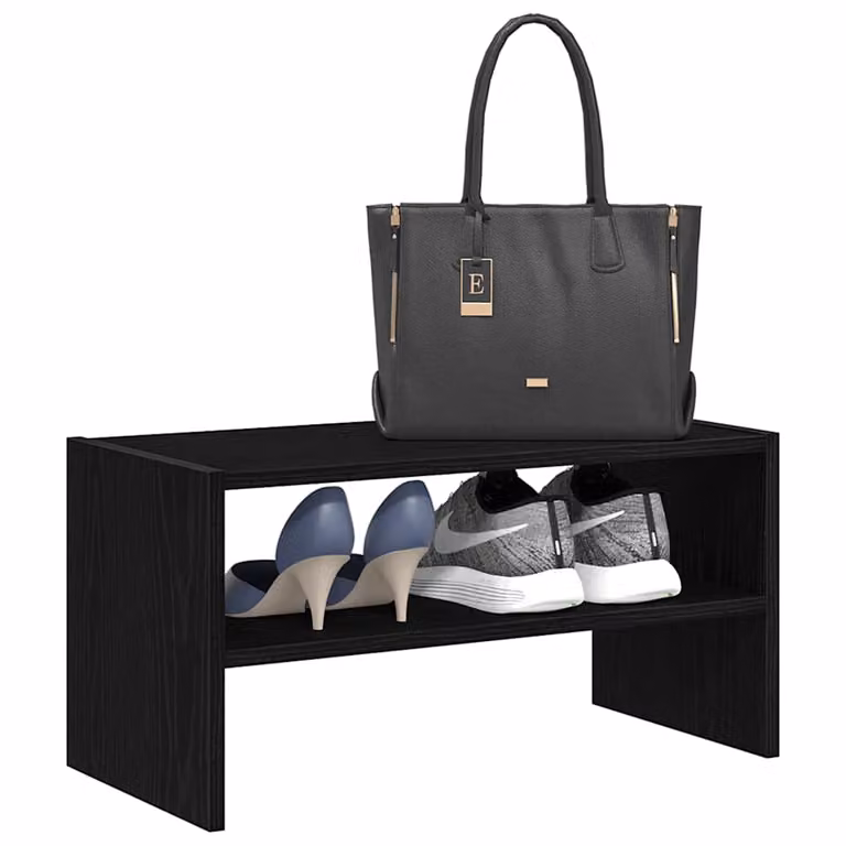 Scarpiera impilabile moderna vidaXL in MDF nero con ripiani piatti L: 60 cm, P: 30 cm, H: 30,5 cm