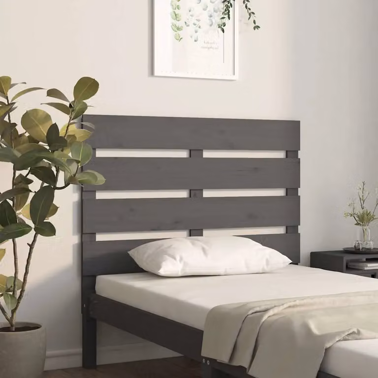 Testiera per letto vidaXL in legno massello di pino, colore grigio, L 100 cm x H 80 cm x P 3 cm