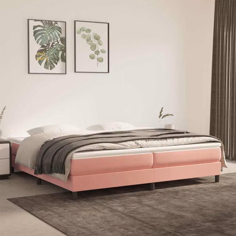 Struttura Letto Imbottita vidaXL in Velluto Rosa L 200 cm x P 200 cm x H 203 cm