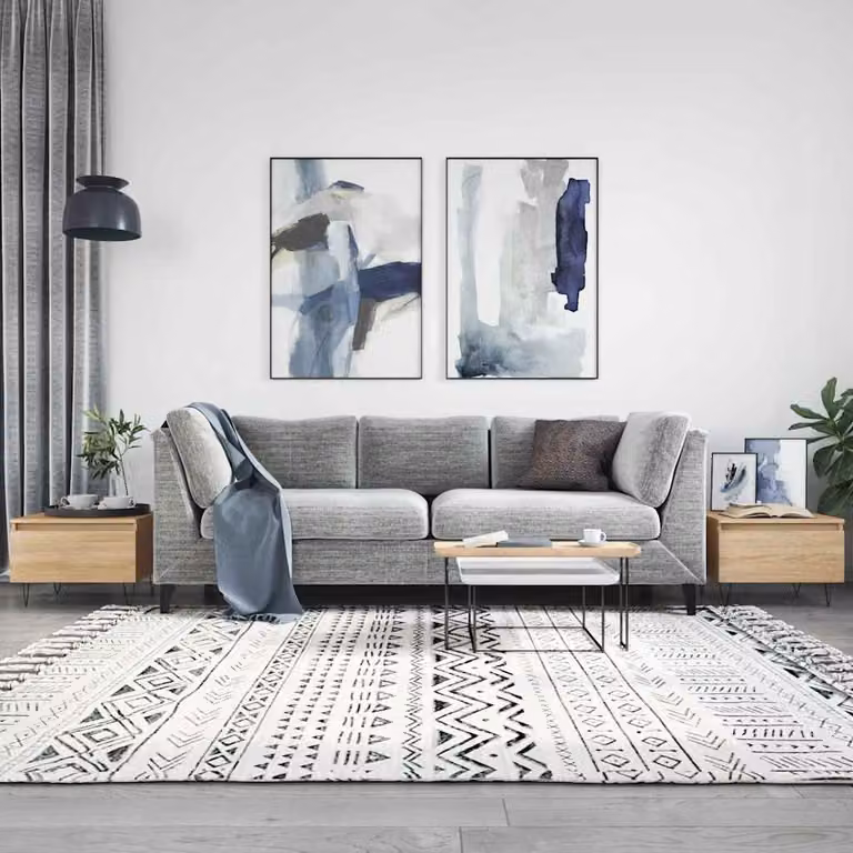 Set di 2 tavolini da salotto moderni vidaXL in legno e metallo, colore rovere, L/P/H: 50 x 46 x 35 cm
