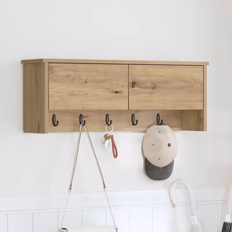 Appendiabiti a muro moderno vidaXL in legno color marrone L: 80 cm, P: 20 cm, H: 30 cm