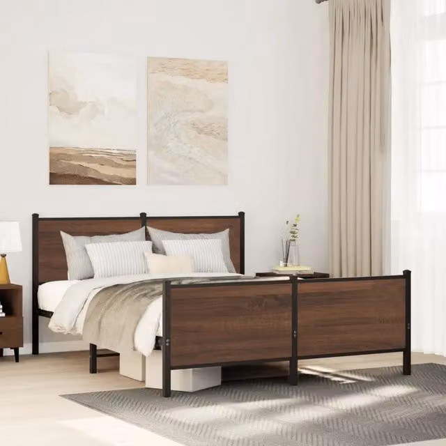 Struttura Letto Design Mania in Metallo e Rovere Marrone L: 180 cm, P: 200 cm, H: 91.5 cm