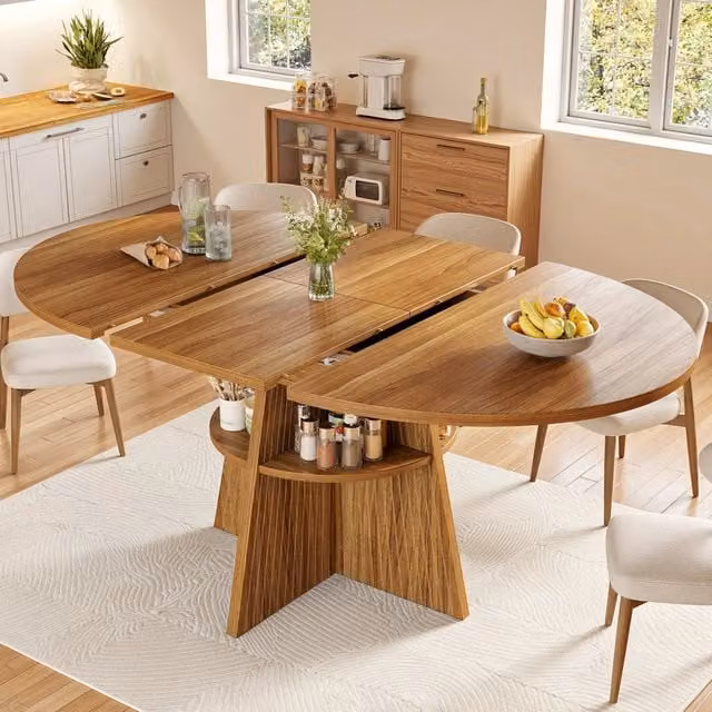 Tavolo da pranzo rotondo allungabile Mivray in MDF e metallo marrone scuro L/P/H: 110 x 110 x 76 cm