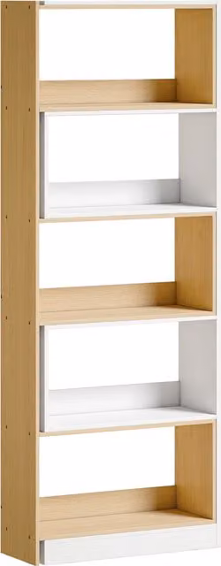 Libreria Angolare Rotante HOMCOM a 5 Livelli, Scaffale di Stoccaggio Estensibile a Forma di L in Rovere, L/P/H: 60-111 x 24 x 164 cm