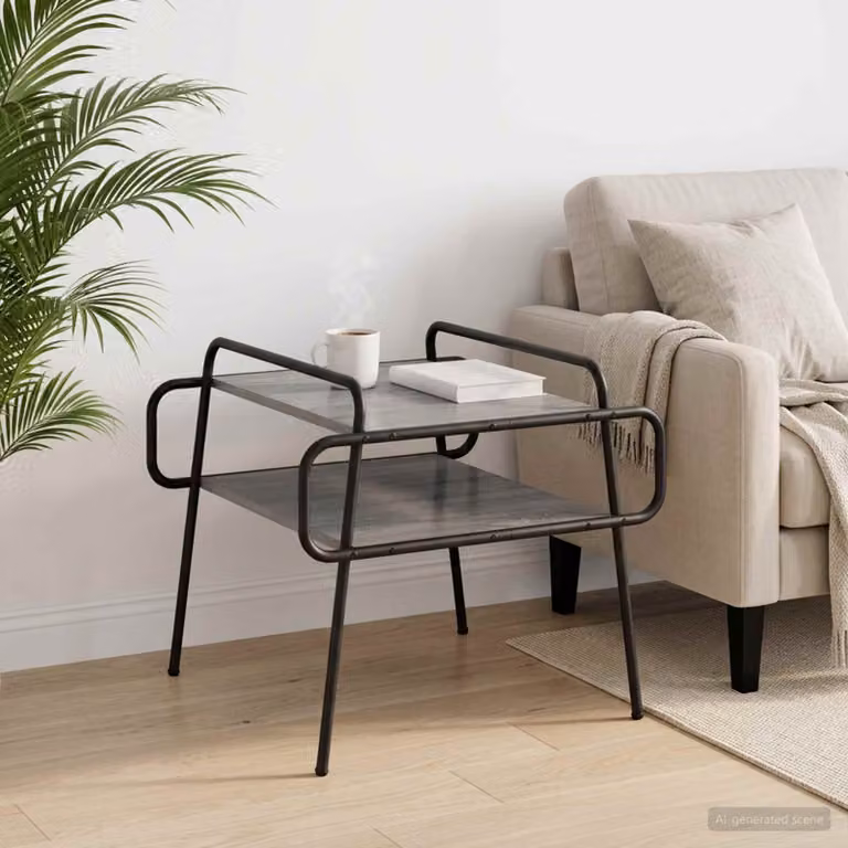 vidaXL Tavolino da salotto moderno in stile Sonoma grigio L/P/H: 50 x 50 x 51 cm