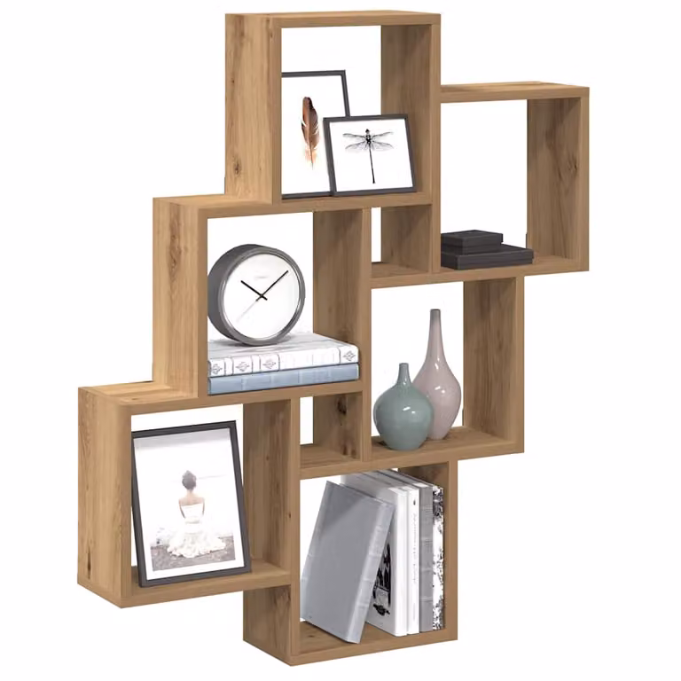 vidaXL Mensola a Muro a Cubo Moderna in Legno e MDF, Colore Marrone, L 78 cm x P 15 cm x H 93 cm