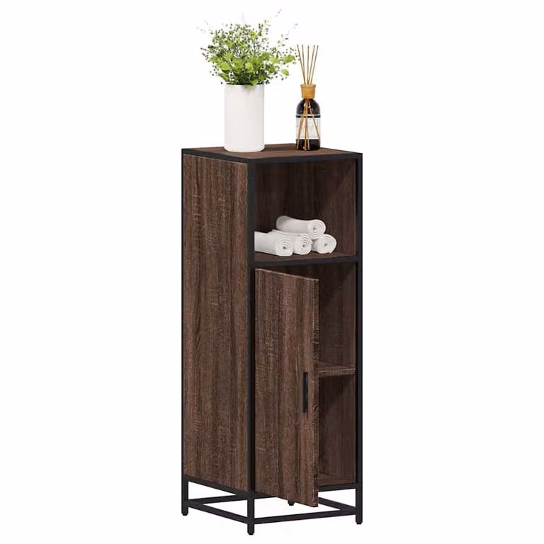 Armadietto da bagno sospeso vidaXL in legno rovere marrone con ripiani interni L: 35 cm, P: 37,5 cm, H: 100 cm