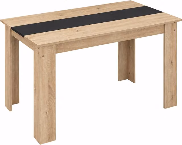 Tavolo da pranzo moderno HOMCOM in legno per 4-6 persone, L: 120 cm, P: 69 cm, H: 75 cm, Colore nero e marrone