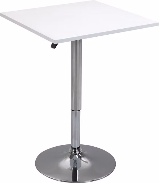 Tavolo da bar HOMCOM regolabile in altezza con piano girevole a 360 gradi e base in metallo, bianco