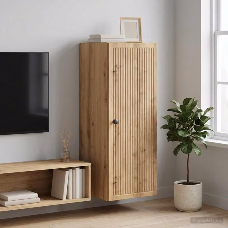 vidaXL Mobiletto a muro vintage in legno marrone L: 33 cm, P: 34,5 cm, H: 90 cm