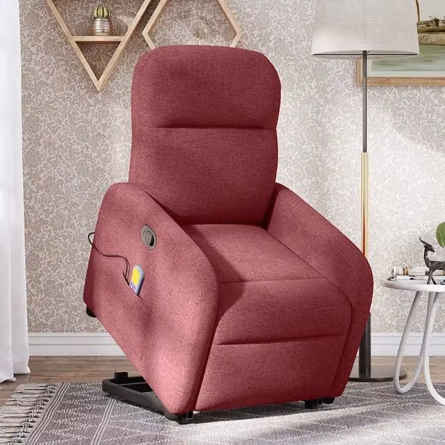 Poltrona Alzapersona Reclinabile con Assistenza Elettrica vidaXL, Colore Rosso, con Braccioli e Rivestimento in Tessuto