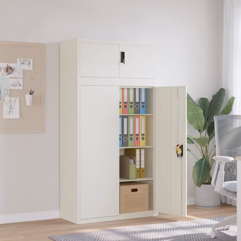 Armadio Classificatore vidaXL in Metallo Bianco con Ripiani Regolabili e Serratura L/P/H: 90 x 40 x 180 cm