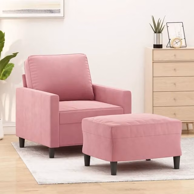 Poltrona relax con poggiapiedi vidaXL in velluto rosa per soggiorno