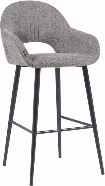 Sgabello imbottito Rowan LÚZETE grigio con gambe in metallo nero
