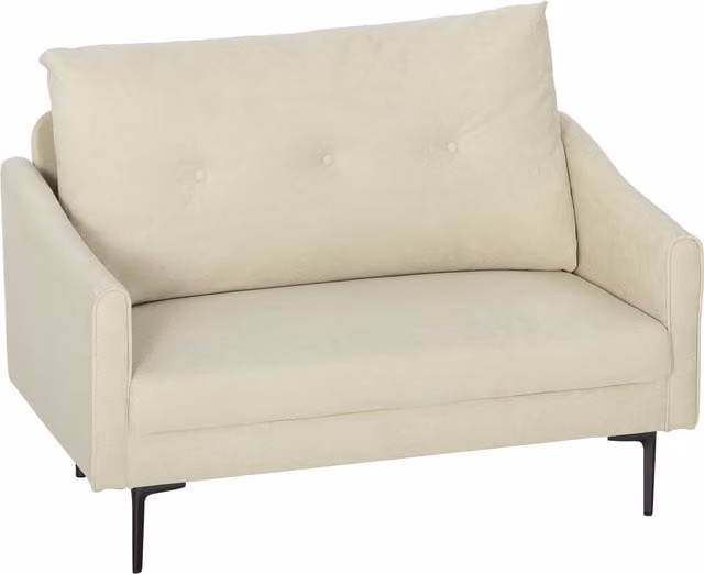 Divano 2 Posti Moderno HOMCOM in Velluto con Schienale Trapuntato a Bottoni, L: 124 cm, P: 73 cm, H: 92 cm, Beige