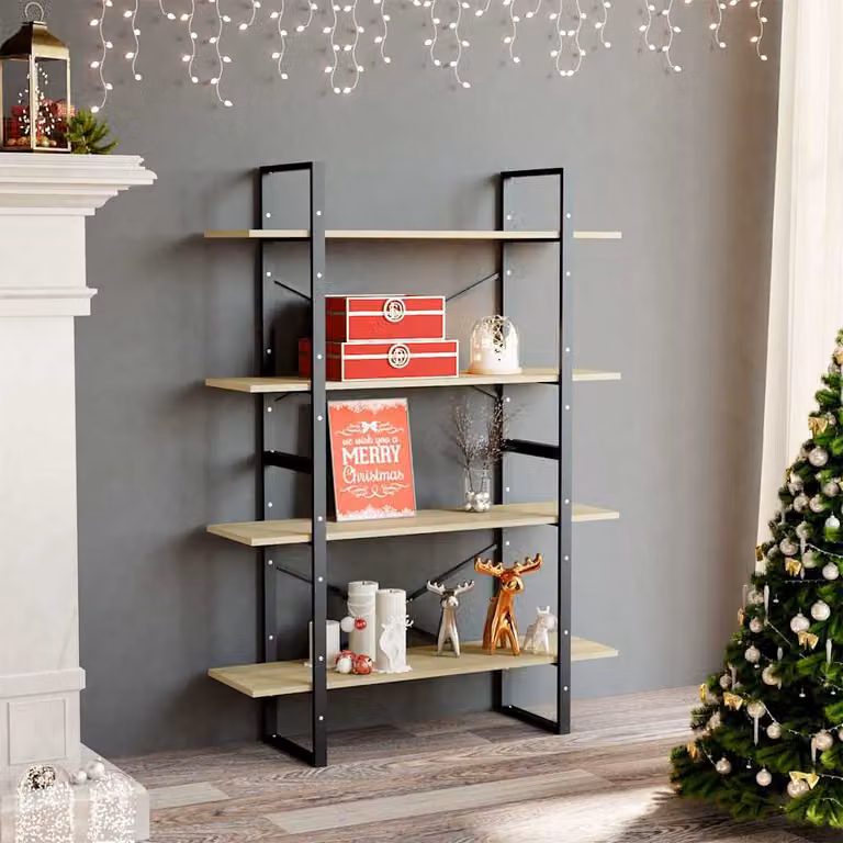 Libreria con 4 Ripiani in Stile Industrial vidaXL in Legno e Metallo, Colore Rovere, L 100 cm x P 30 cm x H 140 cm