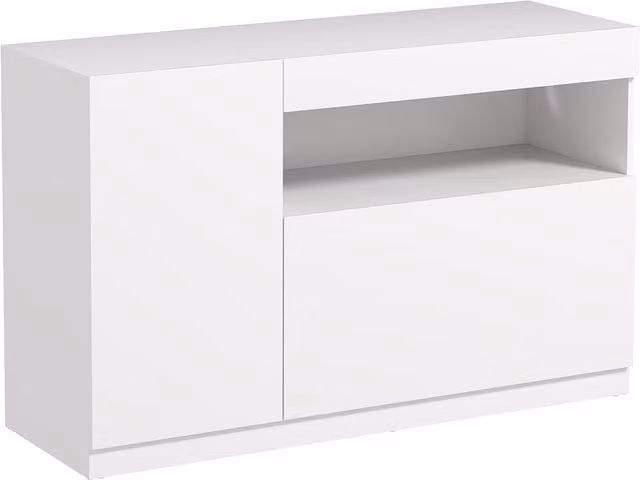 HOMCOM Credenza Moderna Bassa con Ante Soft Close e Apertura a Pressione, Ripiani Regolabili, Bianco Matt
