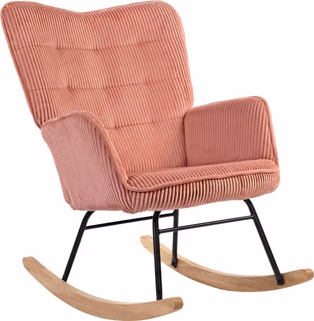 Poltrona Relax a Dondolo HOMCOM in Tessuto Rosa, H 101 x L 98 x P 71 cm