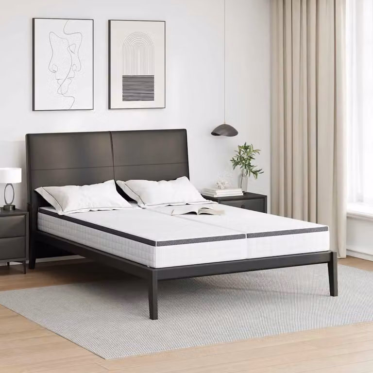 Set di 2 materassi Bonell Spring vidaXL, morbido medio, Bianco e Grigio, L 80 cm x P 200 cm
