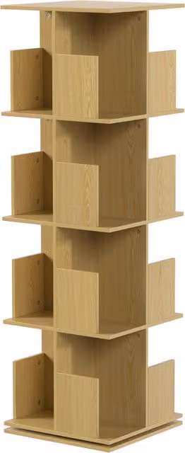 Libreria Girevole HOMCOM a 4 Livelli con 16 Scomparti, Colore Rovere, L 39 cm x P 39 cm x H 128,3 cm