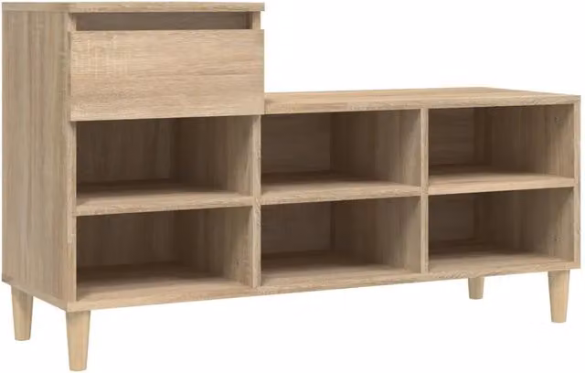 Scarpiera Sonoma HELLOSHOP26 in rovere beige con cassetti e ripiani, stile moderno, L: 102 cm, P: 36 cm, H: 60 cm