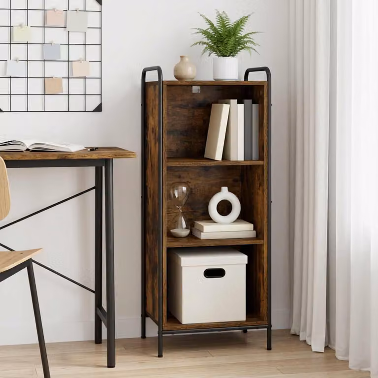 Armadio per Libri Moderno vidaXL in Legno e Metallo, Colore Marrone, L 55,5 cm x P 33 cm x H 174 cm