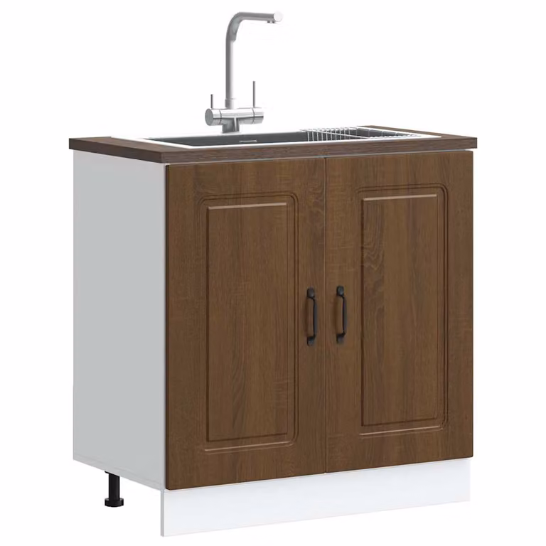Base lavello mobile Kalmar vidaXL colore marrone con ante a battente L/P/H: 80 x 46 x 81,5 cm