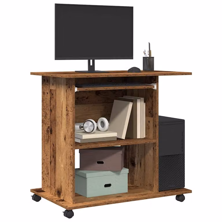 Scrivania da Computer Moderna vidaXL in Legno e MDF Marrone L: 80 cm, P: 50 cm, H: 75 cm
