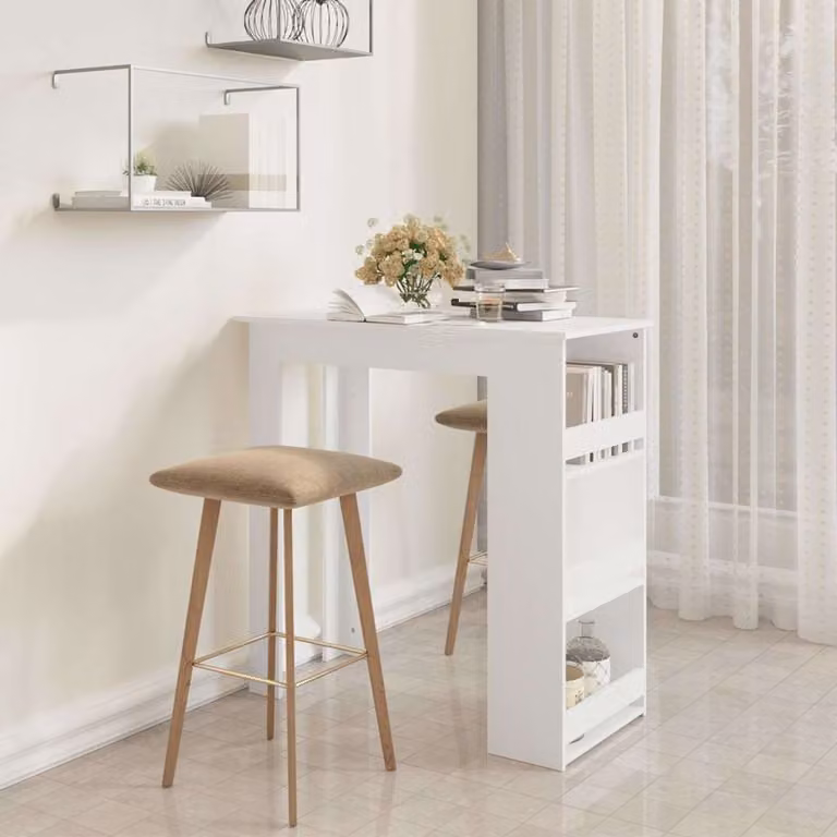 vidaXL Tavolino da Bar Moderno con Mensole Bianco L: 102 cm, P: 50 cm, H: 103,5 cm
