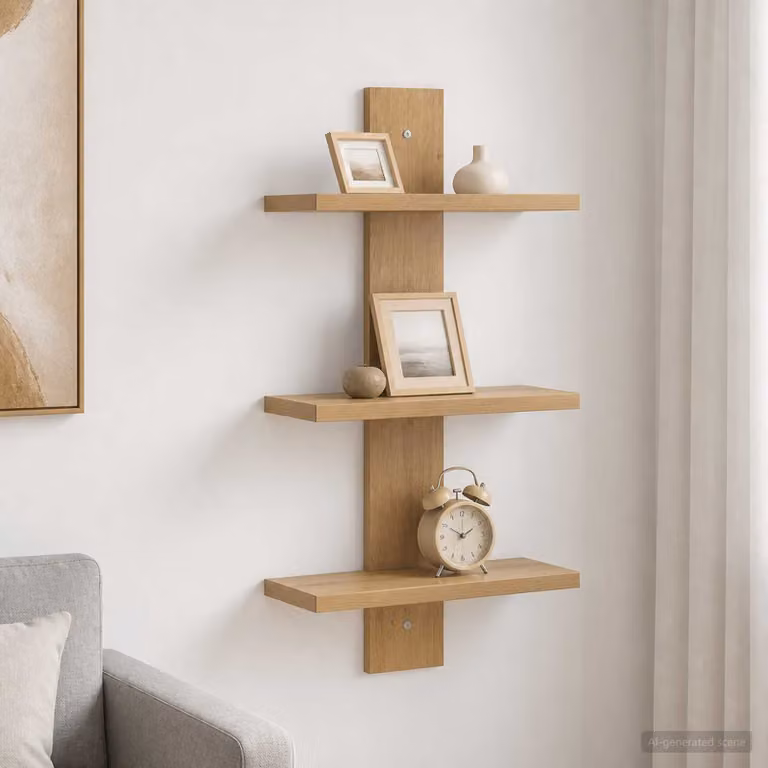 Scaffale da parete moderno vidaXL in legno color marrone L: 30 cm, P: 13.5 cm, H: 64.5 cm