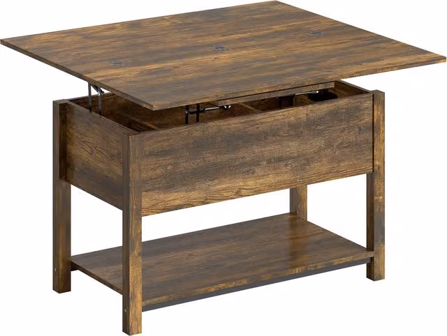 Tavolo da salotto HOMCOM estensibile e sollevabile con scomparto nascosto, marrone rustico, L 100 x P 45 x H 50,5 cm