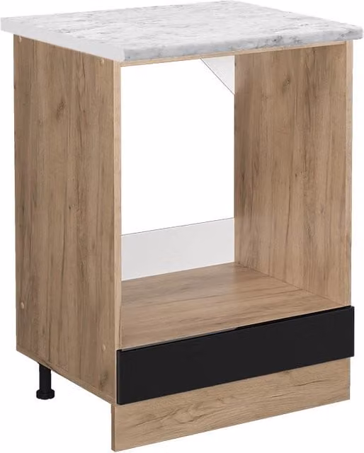 Mobile per forno da incasso Vicco R-Line Nero lucido e Rovere dorato L: 60 cm, H: 81,6 cm