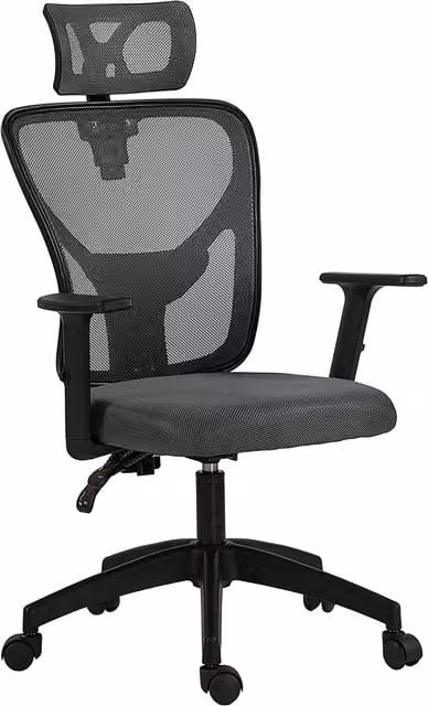 Sedia da ufficio ergonomica Vinsetto con poggiatesta e supporto lombare, Grigio, L: 61 cm, P: 66 cm, H: 106-116 cm