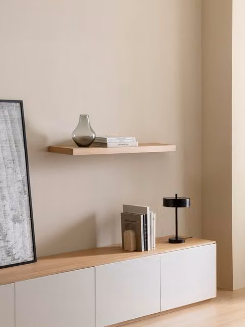 Mensola a parete Unite in impiallacciatura di rovere color beige Kenay Home L: 80 cm