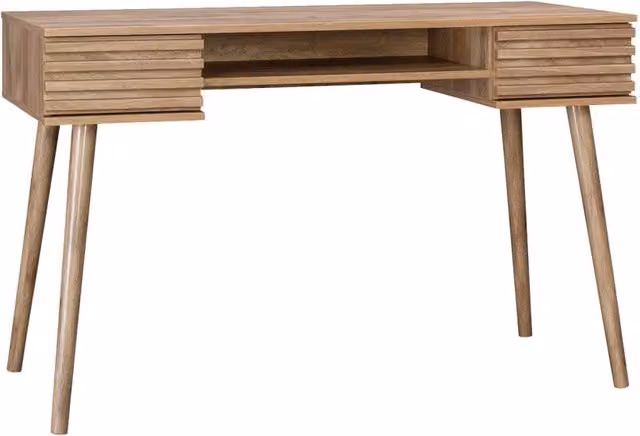 Scrivania moderna Sweeek in legno effetto eucalipto marrone, L: 120 cm, P: 60 cm, H: 76,5 cm