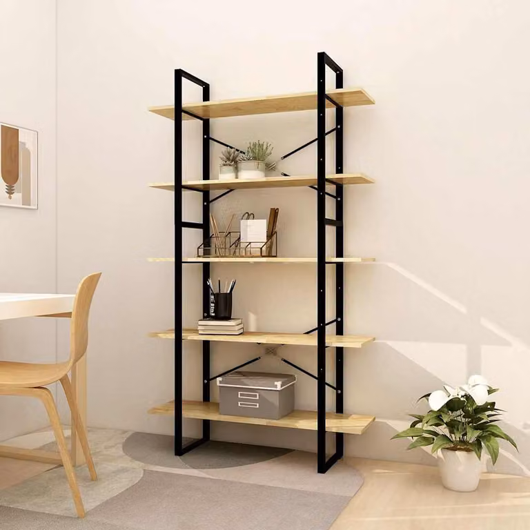 vidaXL Libreria Industriale in Legno di Pino e Metallo, 5 Ripiani, Marrone, L: 100 cm, P: 30 cm, H: 175 cm