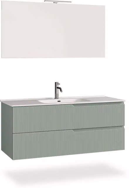 Composizione mobile bagno Venere AQA DESIGN 4 pezzi colore verde salvia L: 121 cm, P: 46,5 cm, H: 190 cm
