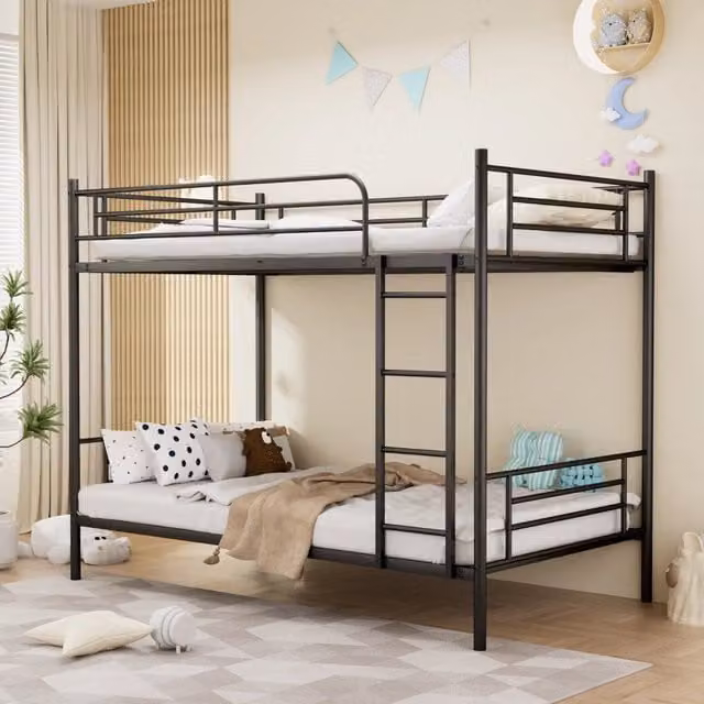 Letto a castello Minimal in metallo nero per bambini 90x190 cm