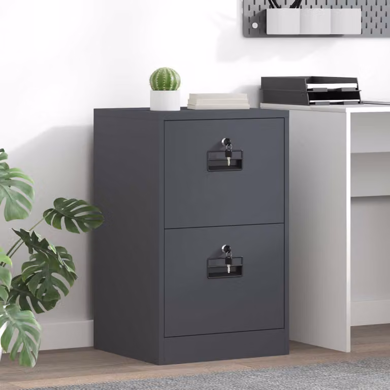 Armadio per file vidaXL in metallo antracite con cassetti e ripiani regolabili L: 45,5 cm, P: 42 cm, H: 74,5 cm
