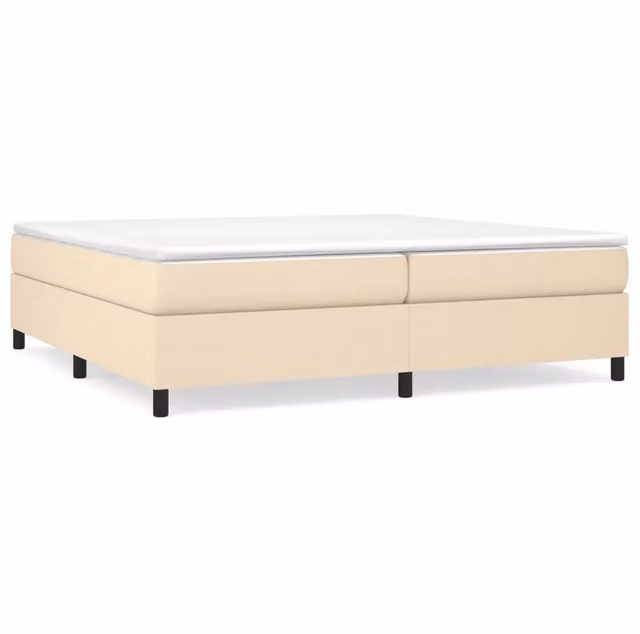 Letto matrimoniale moderno Design In con struttura imbottita in tessuto beige e rete a doghe in legno L: 200 cm