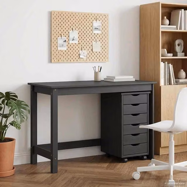 Set scrivania e mobiletto su ruote MOSS vidaXL Grigio 2 pezzi