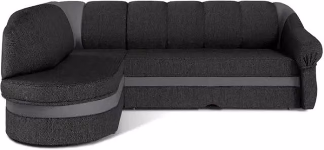 Divano angolare sinistro convertibile BENANA MEUBLORAMA grigio e nero con contenitore e funzione letto L/P/H: 250 x 180 x 85 cm