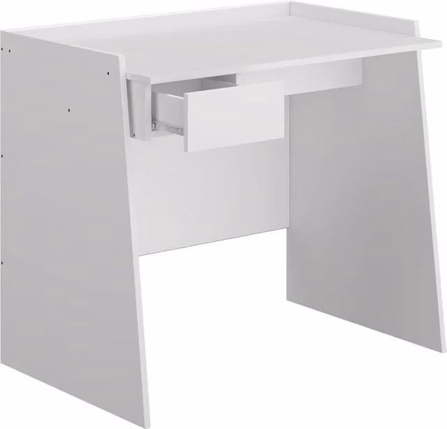 Scrivania moderna King Collection in legno di pino bianco con piano rettangolare L: 90 cm, P: 60 cm, H: 80 cm