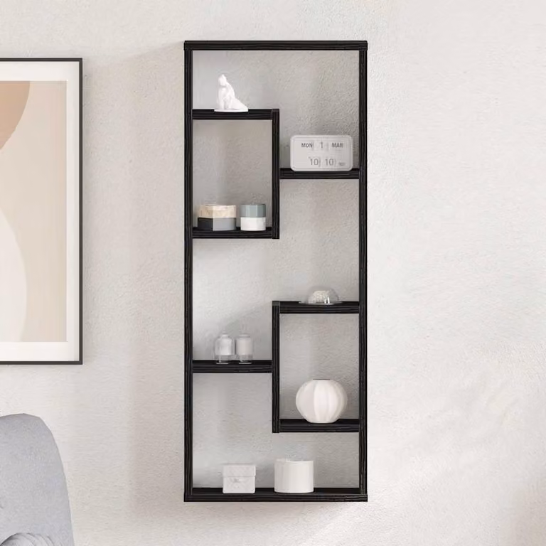 vidaXL Mensola da parete moderna in legno ingegnerizzato nero, L 36 cm x P 16 cm x H 90 cm